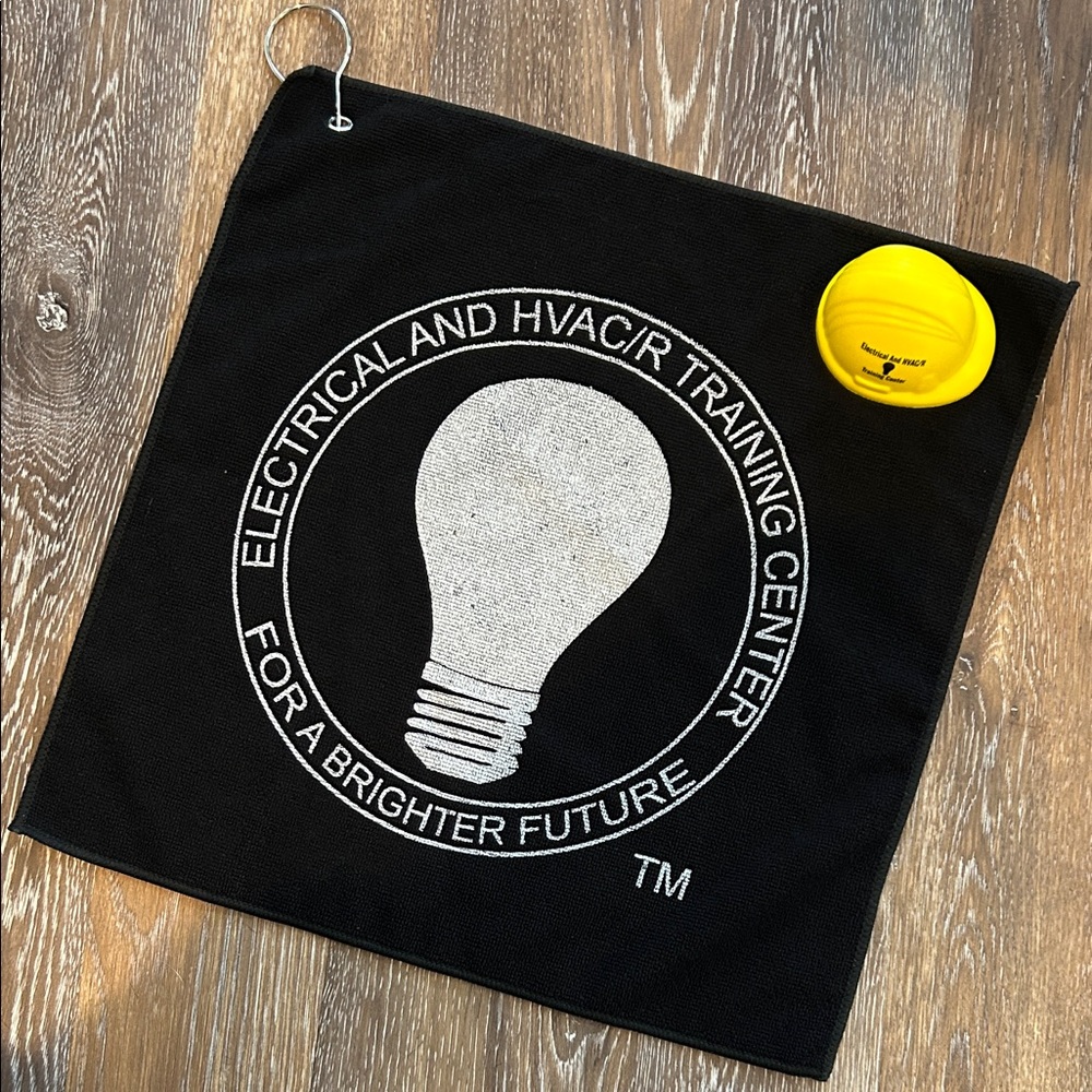 Electrical and HVAC/R Training Center Logo Golf Towel - Black with White Bulb
